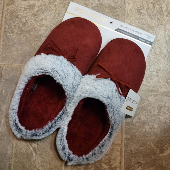 Burgundy Gold Toe Slippers - Picture 3 of 3